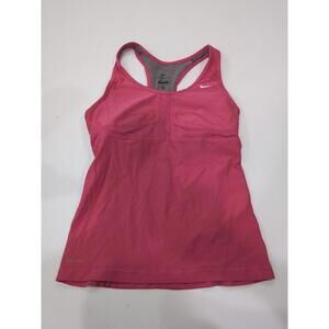 Nike Racerback Workout Tank Top Built-in Bra Athleisure Pink Women's Size Med